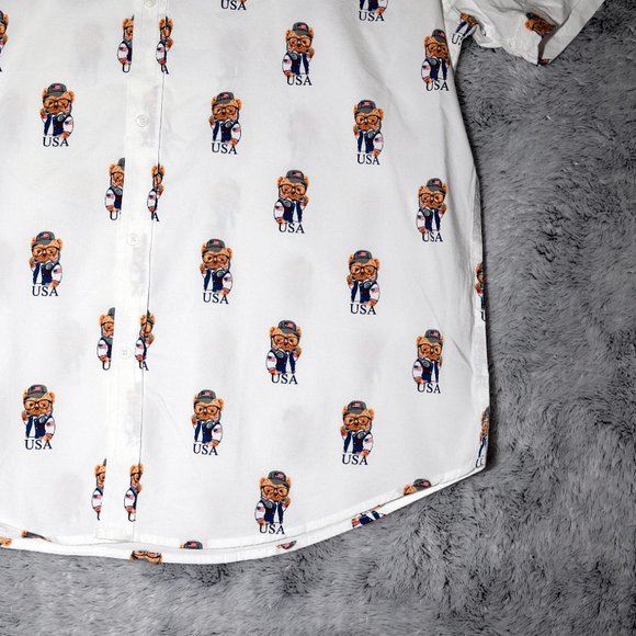 Denim & Flower Men's Button Up Shirt Short Sleeve Ricky Singh White Size XL - Picture 6 of 13